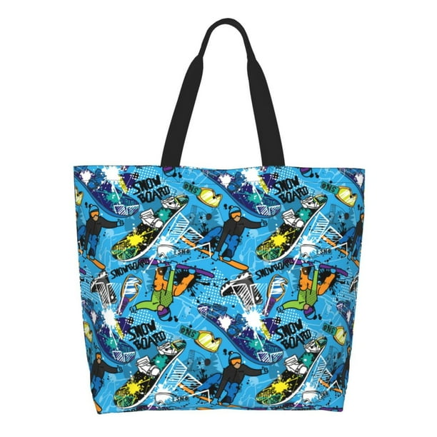 Balery snow board blue Bolsa Tote Estilo Estético con Cremalleras, Bolsa de Hombro, Bolsa de Compras Grande y Plegable