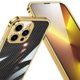 thumbnail image 5 of Dteck for iPhone 14 Pro Max Case Back Carbon Fiber Ultra Thin Shockproof Protection Metal Bumper with Camera Lens Protector, Gold, 5 of 8