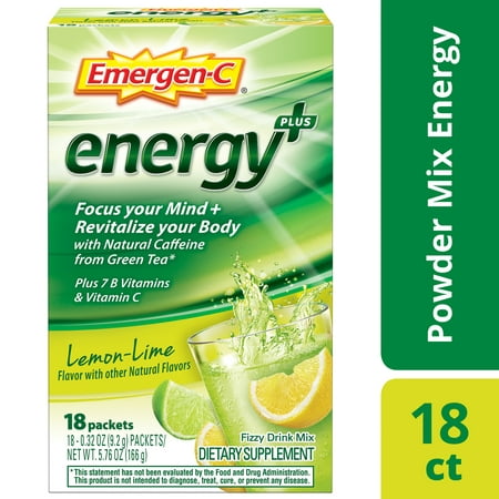 Emergen-C Energy+ Vitamin C Drink Mix, Lemon-Lime, 250mg, 18 (Best Energy Vitamins Reviews)