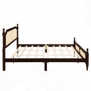 King Pine Bed with Rattan Headboard & Footboard - Espresso