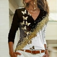 thumbnail image 2 of Blouse à Manches Longues Imprimée pour Femmes, Col en V avec Fermeture Éclair, 2 of 9