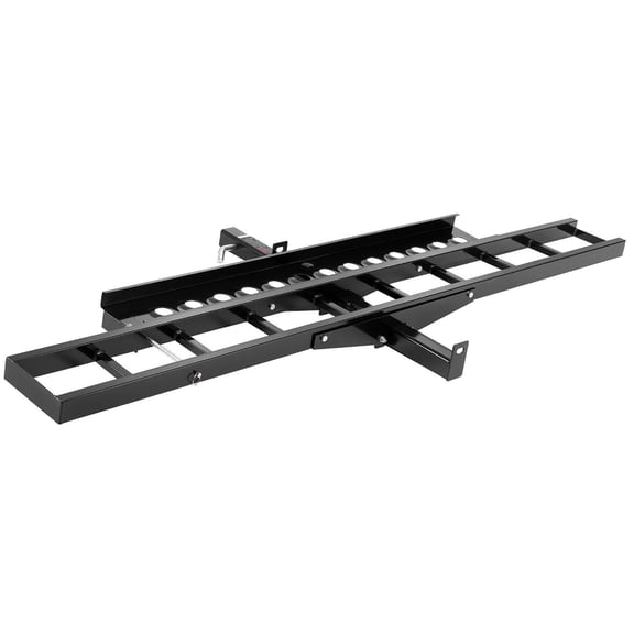 Heavy Duty 500 lb Capacity Motorcycle Rack with 47 Inch Ramp Ratchet Strap Stabilizer for 2 Inch Trailer Hitch Cars Trucks Scooters Off Road Motorcycles