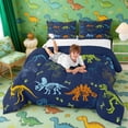 thumbnail image 3 of Erosebridal Colorful Dinosaur Full Size Comforter Sets for Kids, Navy Blue Bedding Sets, 3 of 6
