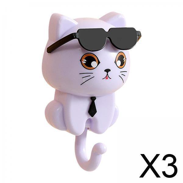 Gancho adhesivo para abrigos,Creative Coat Hook lindo gato llavero adhesivo,Gancho de pared para colgar ganchos decorativos para llaves,Abrigo bufanda sombrero toalla llavero colgante