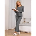 thumbnail image 2 of DARING DIVA Women's Waffle Soft Fall Winter Pajamas Sets XS Gray, 2 of 6