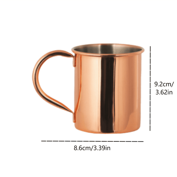 Copper Moscow Mule Mug, Copper Mug for Moscow Mule, 100% Pure Copper Mugs Large Thick Straight Wall - Food Safe - Premium Moscow Mule Cups - Solid Copper Cups Perfect Premium Gift,Bronze,3.39x3.62"