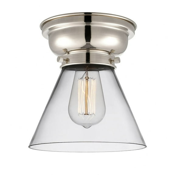 623-1F-PN-G42-Innovations Lighting-Cone - 1 Light Flush Mount In Industrial Style-7.4 Inches Tall and 7.75 Inches Wide-Polished Nickel Finish-Clear