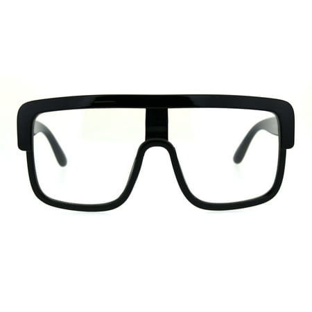 Old School Hip Hop Nerdy Thick Plastic Flat Top Racer Eyeglasses Black