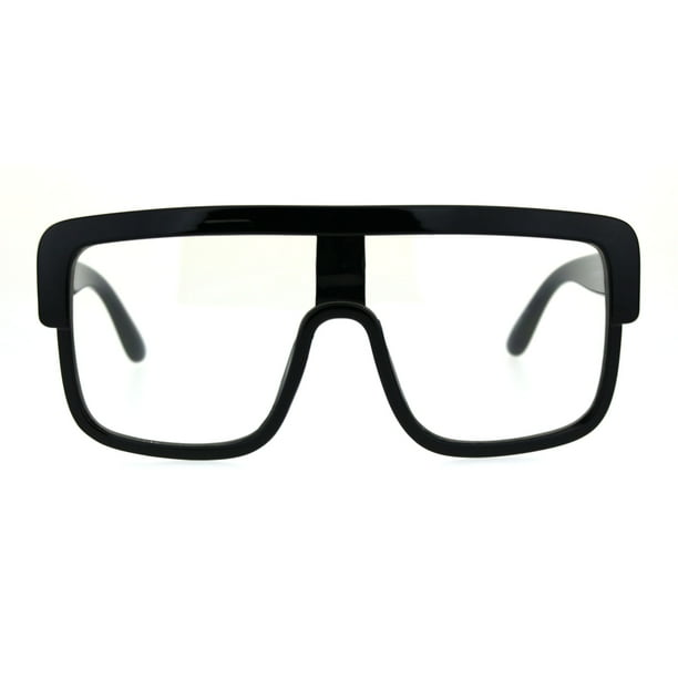 Old School Hip Hop Nerdy Thick Plastic Flat Top Racer Eyeglasses Black Walmart Com Walmart Com