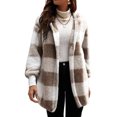 thumbnail image 1 of Innerwin Veste à Capuche Manches Longues Cardigan pour Femmes Manteau Confortable à Carreaux Khaki TP, 1 of 3