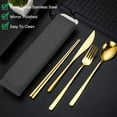 thumbnail image 3 of STONCEL 6 Pcs Portable Stainless Steel Flatware Set, Travel Reusable Utensils Set Cutlery Set Including Knife Fork Spoon Chopsticks Carry Case for School, Office, Camping, Picnic(Gold), 3 of 8