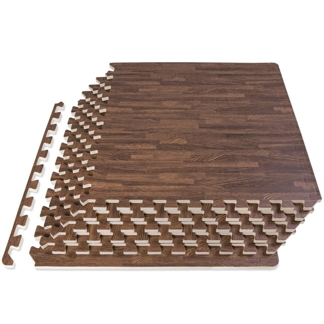Esterilla de Rompecabezas de Madera de 1,27 cm, 6 Baldosas Entrelazables de Espuma EVA (2,23 m²) para Piso de Entrenamiento Interior Seguro y Alfombra de Juego, Roble Oscuro
