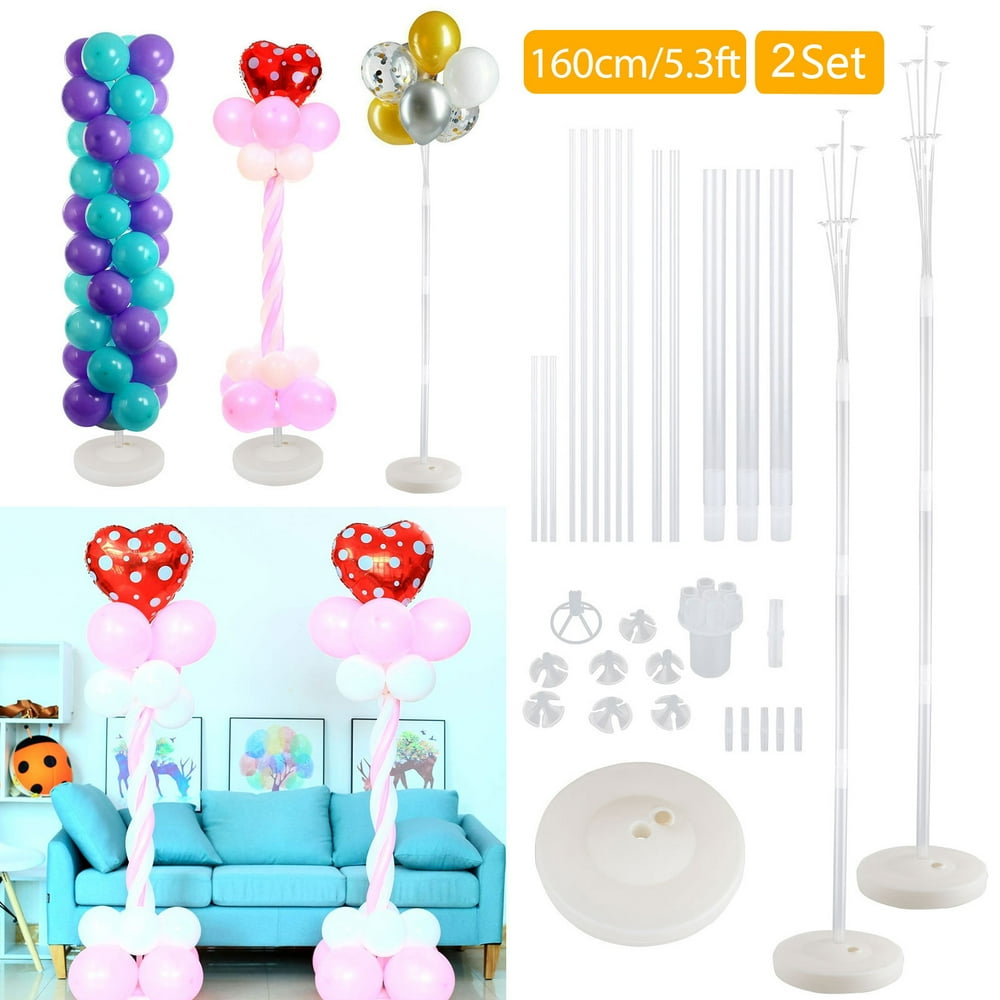 TSV Balloon Stand 5.3ft / 2.3ft Clear Balloon Column Stand Kit Base and