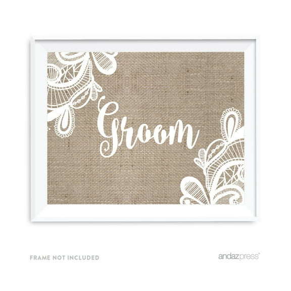 Groom Burlap Lace Wedding Party Signs