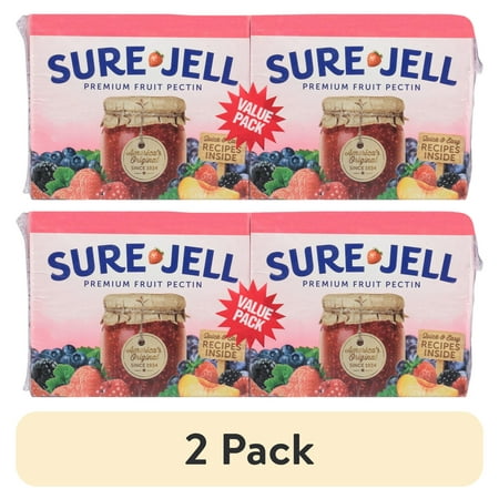 (2 pack) Sure-Jell Less Sugar Fruit Pectin Value pack Bulk Canning Supplies 2-pack 1.75 oz Boxes No Known Allergens Granules 3.5 oz