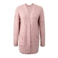 thumbnail image 3 of Charmgo Chunky Cardigan Sweaters for Women, Women's Dough Pocket Open Front Cardigan Medium Length Knit Cardigan Coat Long Cardigan Sweaters for Women, Chunky Cardigan for Women Pink L, 3 of 4