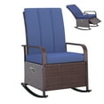 thumbnail image 1 of Outsunny Chaise Berçante en Osier avec Coussin Doux Repose-Pieds Réglable Bleu, 1 of 9