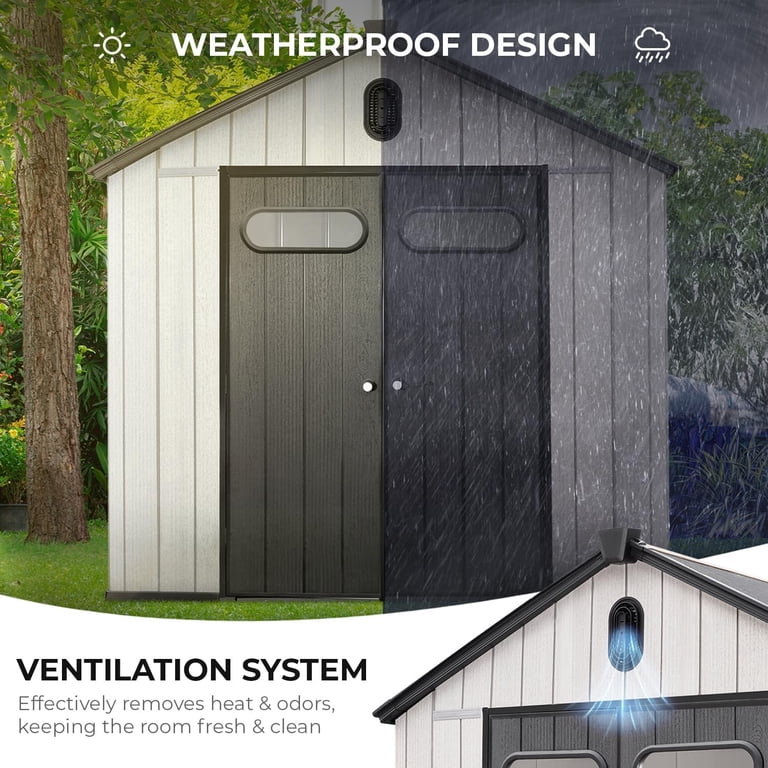 EconoHome 8x8 ft Waterproof Outdoor Shed with Heavy-Duty Resin