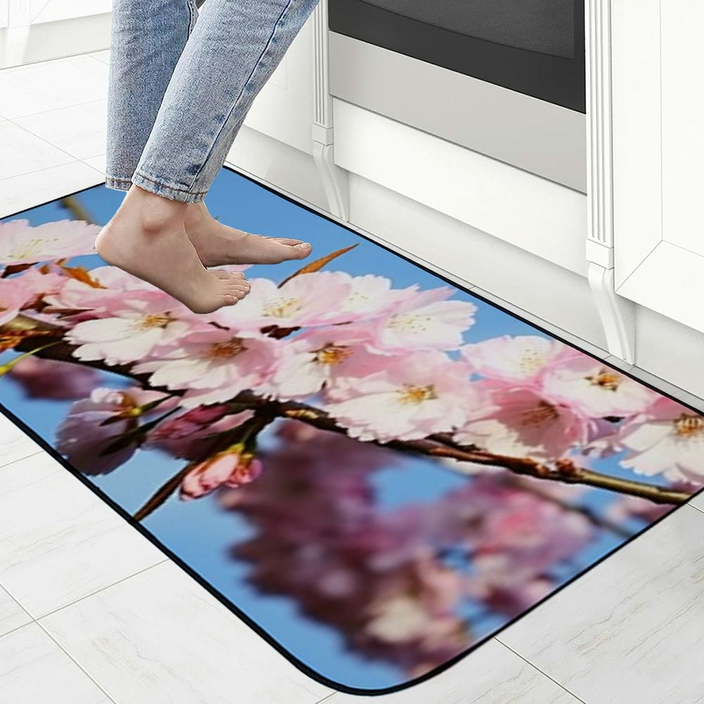 Heduofu Decorative Door Mat, Door Mat with Non-Slip Rubber Backing, Easy Cleaning, Traps Dirt, for Entry, Patio, Garage - Cherry Blossom Japanese Cherry Smell Blossom Bloom 19.68*47.24 in