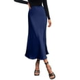 thumbnail image 2 of STAOEDU Womens High Waist Midi Skirt Fishtail Silky Satin Skirt Work Party Pencil Bias Cutting Skirt, 2 of 6
