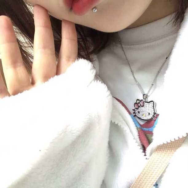 Collar de Hello Kitty Kawaii, anillo de Sanrio con personaje de Anime, cadena de clavícula plateada para parejas, accesorios ajustables, regalo de cumpleaños para mujer Dengxun unisex