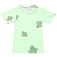 thumbnail image 5 of Odeerbi Kids Boys Girls Summer Outfits Set Cartoon Print Pajamas Cute Loungewear Children Casual Short Sleeve Tops Shorts with Drawstring Print Homewear Sports Two-piece Set Mint Green, 5 of 6