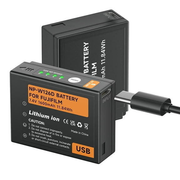 CITYORK 2 Packs NP-W126, NP-W126S USB-C Battery for Fuji X-T100, X-T200, X100F, X100V, X100VI, X-S10, X-A5, X-A10, X-E4, X-Pro2, X-Pro3, X-T1, X-T2, X-T3, X-T10, X-T20, X-T30 II