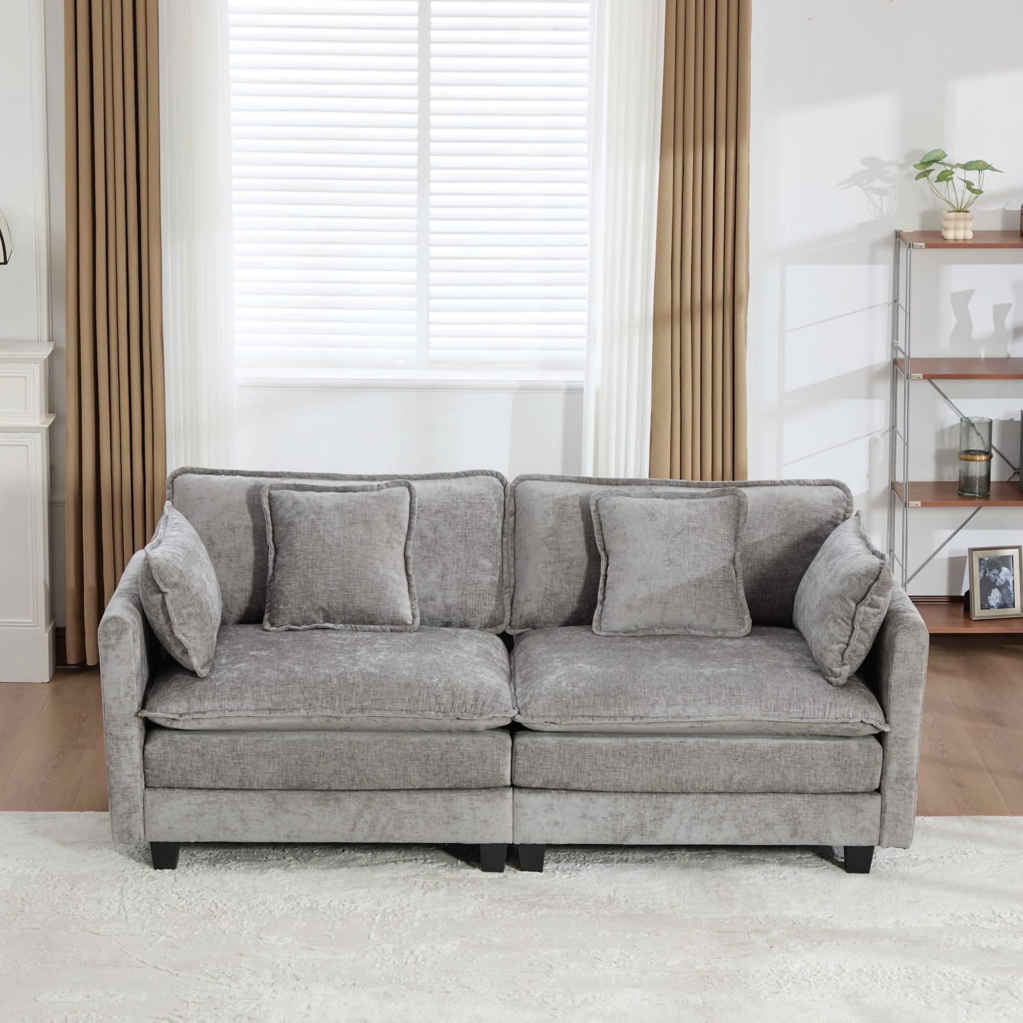 MAYEERTY 76.7 Inch Cloud Loveseat Sofa, Chenille Modular Sectional Couch with Double‑Layer Cushion for Living Room Apartment