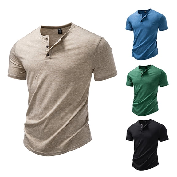 Men's Casual Button Down Shirt Cotton | Regular Fit Short Sleeve Blouse | Round Neck Button Closure | Breathable & Soft | Daily Wear Office Vacation | Classic Essential | Zenithor,Black L