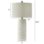 Oneach Ceramic Table Lamps Set of 2 for Living Room Bedroom Study 24.5 Modern White Bedside Nightstand Lamp