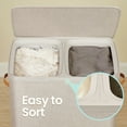 thumbnail image 3 of LEDREM 2-Compartment Laundry Hamper with Removable Inner Bags, 44.9 Gal Capacity, Foldable & Easy Assembly, Dust-Proof Lid, Handles for Portability, Cappuccino Beige, 3 of 5