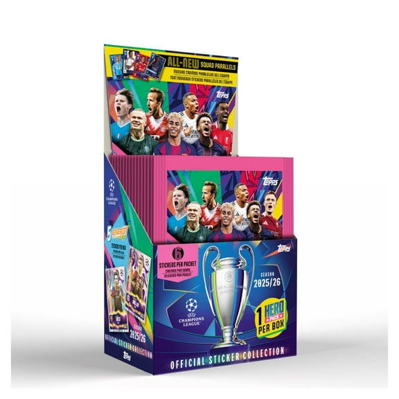 2025-26 Topps Champions League Stickers - 50-Pack Box (300 Stickers)