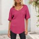 thumbnail image 1 of mfyjkho Tops Casuales Para Mujer, Camiseta/Camiseta Informal De Manga Corta Con Cuello En V Y Cordón Con Bolsillo Y Color Liso Para Mujer Tops De Gimnasio Para Mujer M, 1 of 6