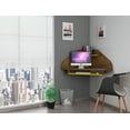 thumbnail image 2 of Bradley Floating Corner Desk with Keyboard Shelf in Rustic Brown and Yellow, 2 of 3
