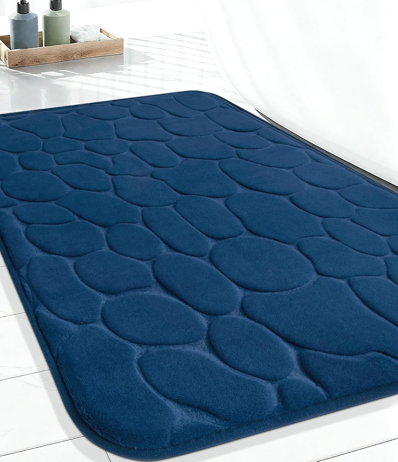 Memory Foam Bath Mat – Super Soft Absorbent Bathroom Rug, Non-Slip Quick Dry Floor Mat, Cobblestone Design, Washable Bath Mat for Bathroom, Bedroom, Toilet