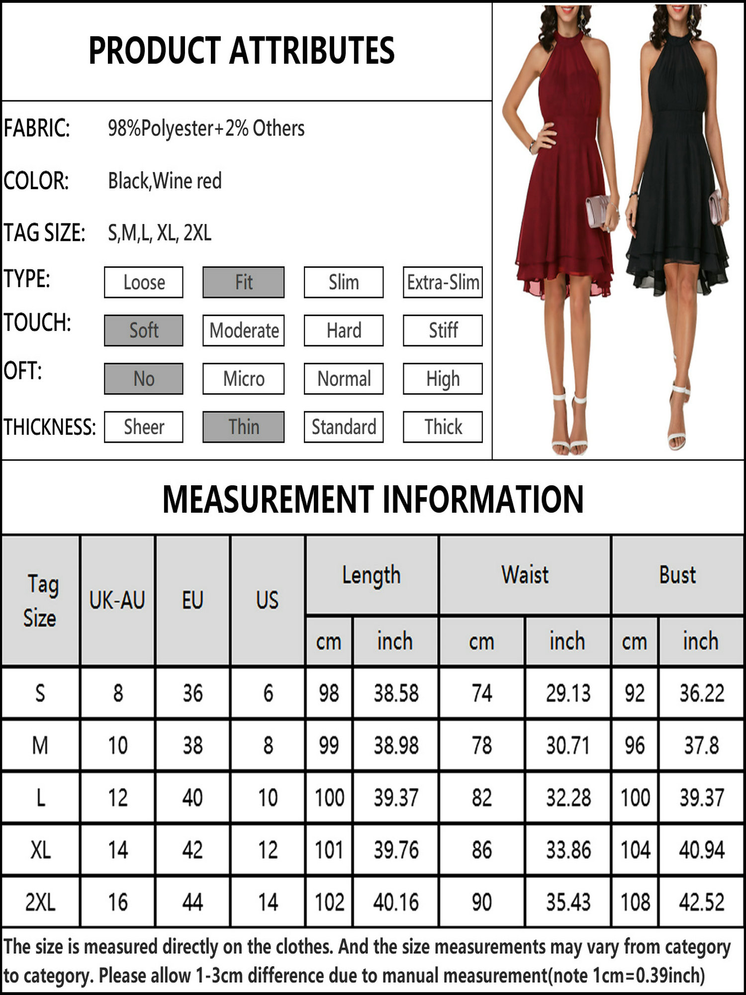 Smilkoo Women Chiffon Halter Party Bridesmaid Dress High Low Dresses - image 2 of 4