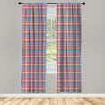 thumbnail image 4 of Ambesonne Abstract Window Curtains, Colorful Tartan Plaid Art, Each 28" W x 84" L, Magenta Peach Turquoise, 4 of 4