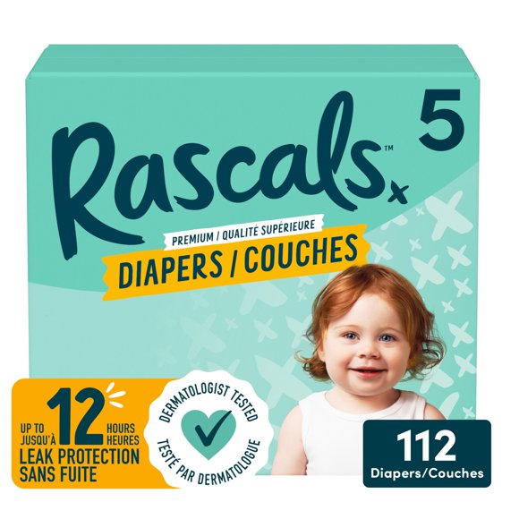 Couches Rascals Premium, Taille 5, 112 unités