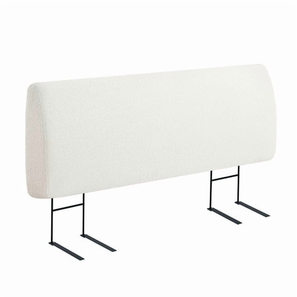 Pinmoco 4.7" Upholstered Foam Headboard Queen Bed, Height Adjustable and Ergonomic Head Board, Teddy Velvet White
