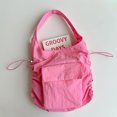 thumbnail image 1 of Bolso Cordón Casual Hobo Gran Capacidad Mujer Sólido Satchel Rosa, 1 of 8