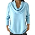 thumbnail image 3 of Aoiroe Womens Cowl Neck Tunic Tops,Womens Long Sleeve Oversizes Pullover, Womens Tops Trendy 2025 Fall Cowl Neck Shirts, Women's Scoop Neck Tops, Loose Fit Basic Tops, Light Blue S, 3 of 6