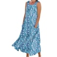 thumbnail image 1 of Vestido de Verano para las Mujeres sin Mangas Lino-Look Impreso Maxi, Suelto Fluido Y Vestido Sexy de Moda para las Mujeres, 1 of 4