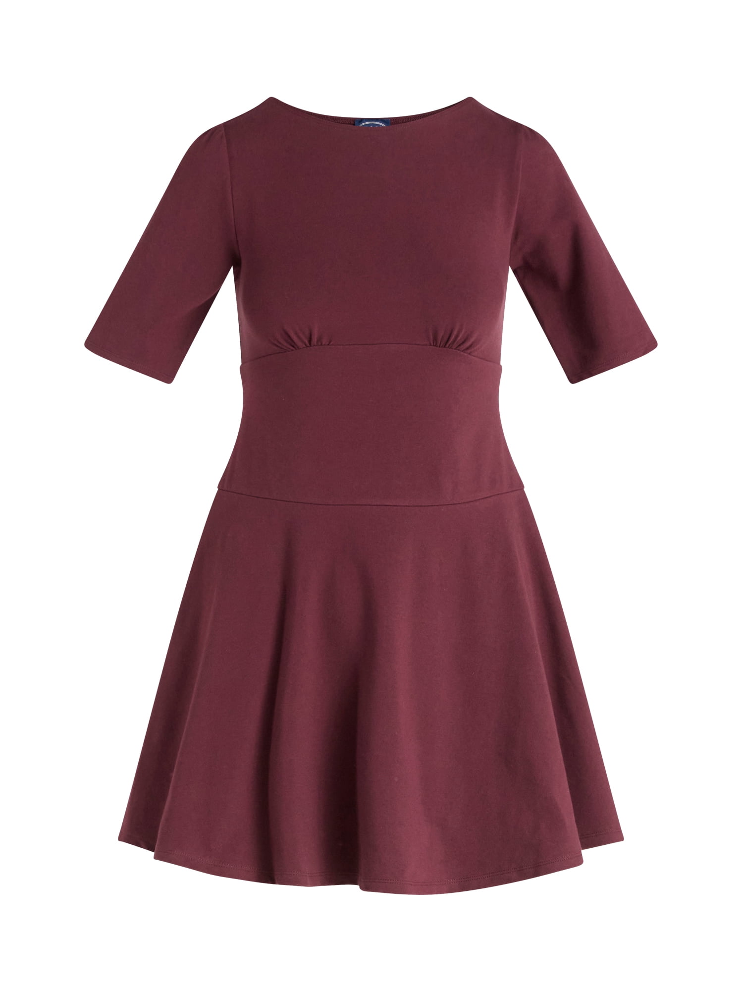 Scoop Women’s Knit Mini Skater Dress with Elbow Length Sleeves, Sizes XS-XXL