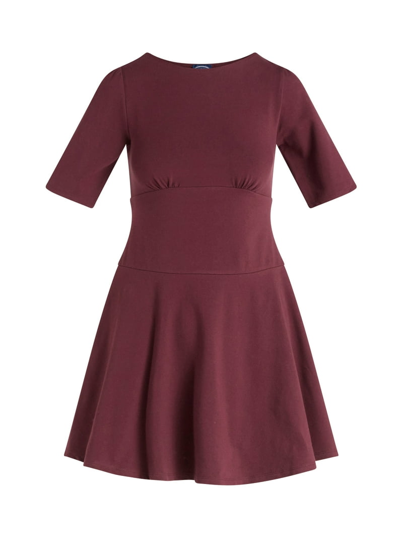 Scoop Women's Knit Mini Skater Dress with Elbow Length Sleeves, Sizes  XS-XXL - Walmart.com