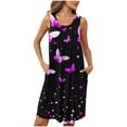 thumbnail image 2 of Ecqkame Fashion Nightgown for Women Sleeveless Wide Strap Sleep Shirt Pleated Floral Print Tank Nightdress Purple-D M, 2 of 5
