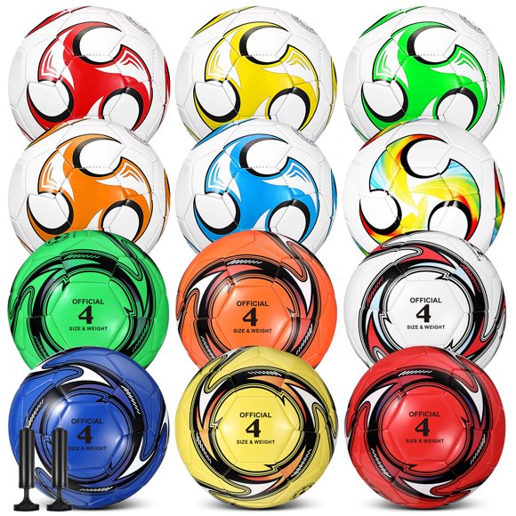 Balones de fútbol MiniInflat, 12 unidades, tamaño 4, 20 cm, con bomba