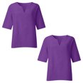 thumbnail image 4 of Timegard Womens Tops 2pc Plus Size 3/4 Sleeve Drop Shoulder Loose Casual Lightweight Side Split Blouse, 4 of 5