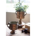 thumbnail image 1 of SET OF TWO ANTIQUE COPPER FINISH PLANTERS WITH HANDLES, 1 of 1