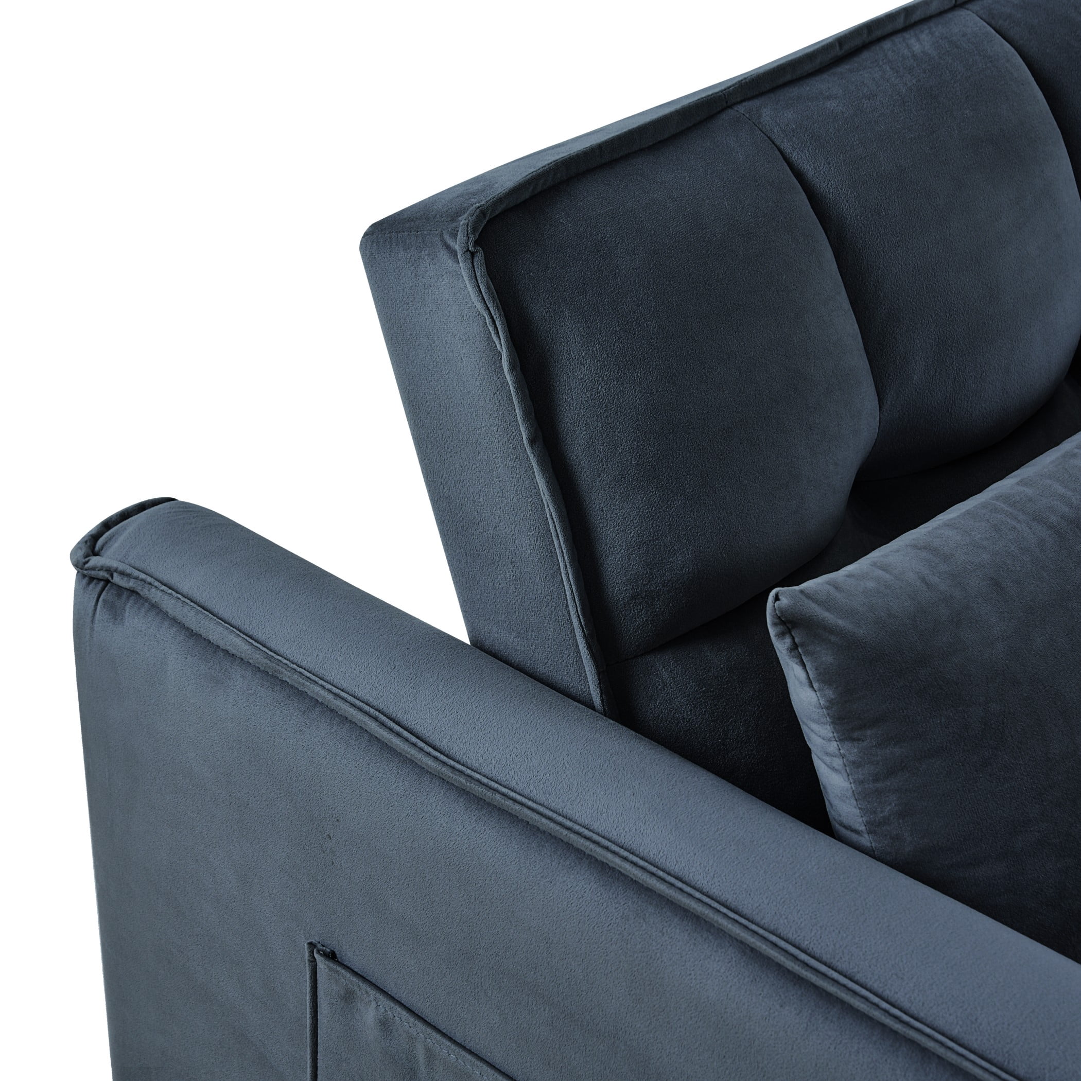 BSHTI 3 in 1 Convertible Pull-Out Loveseat Sofa Bed with 3-Level Adjustable Backrest – Velvet Tufted Sleeper Chair with Side Pockets for Small Spaces, Apartment, Office,Black