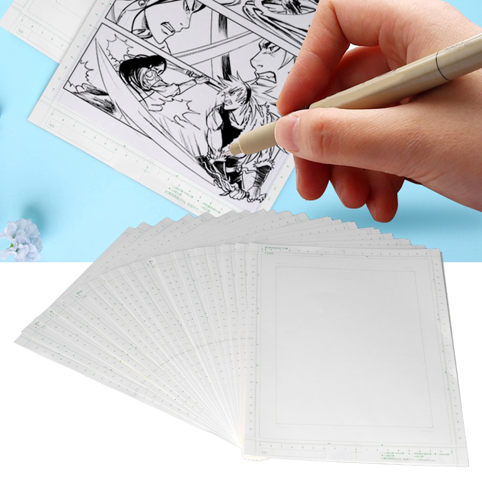 ANGGREK Drawing Paper Bulk,Painting Paper,Drawing Paper Glue Treatment  Clear Scale Small Volume Light Weight Scale Label Sketch Paper